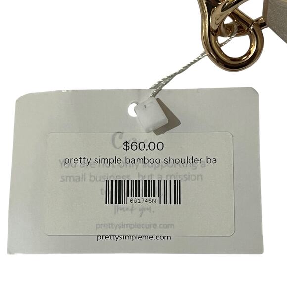 Pretty Simple Cream Vegan Leather Bamboo Shoulder Bag - Picture 5 of 14